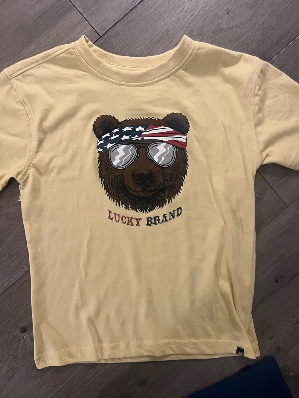 Lucky Brand Yellow Bear Tee with Americana Graphic
